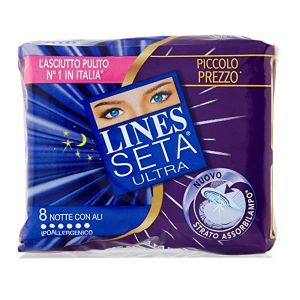 Lines Seta Ultra Notte Assorbente Con Le Ali 8 Pezzi