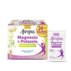 Apropos Magnesio e Potassio Senza Zuccheri 24 Bustine Gusto Lime