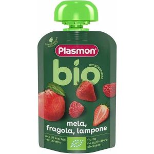 Plasmon Omogeneizzato Bio Mela Fragola Lampone 100g