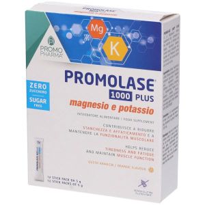 Promopharma Promolase 1000  Plus Magnesio e Potassio Zero Zucchero Bustine Gusto Arancia
