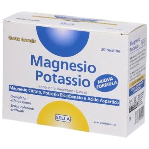 Magnesio Potassio 20 Bustine 4g i Edulcorante Gusto Arancia Rossa Senza Glutine Senza Lattosio Senza Zucchero
