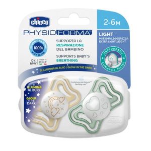 Chicco Succhietto Light Lumi Silicone 2-6m 2 Pezzi