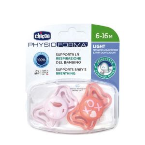 Chicco Succhietto Light Rosa Silicone 6-16m 2 Pezzi