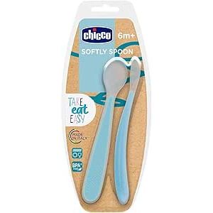 Chicco Cucchiaio In Silicone Doppio Azzurro 6m+