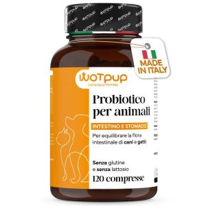 Wotpup Probiotici Cani Gatti 120 Compresse Senza Glutine e Lattosio